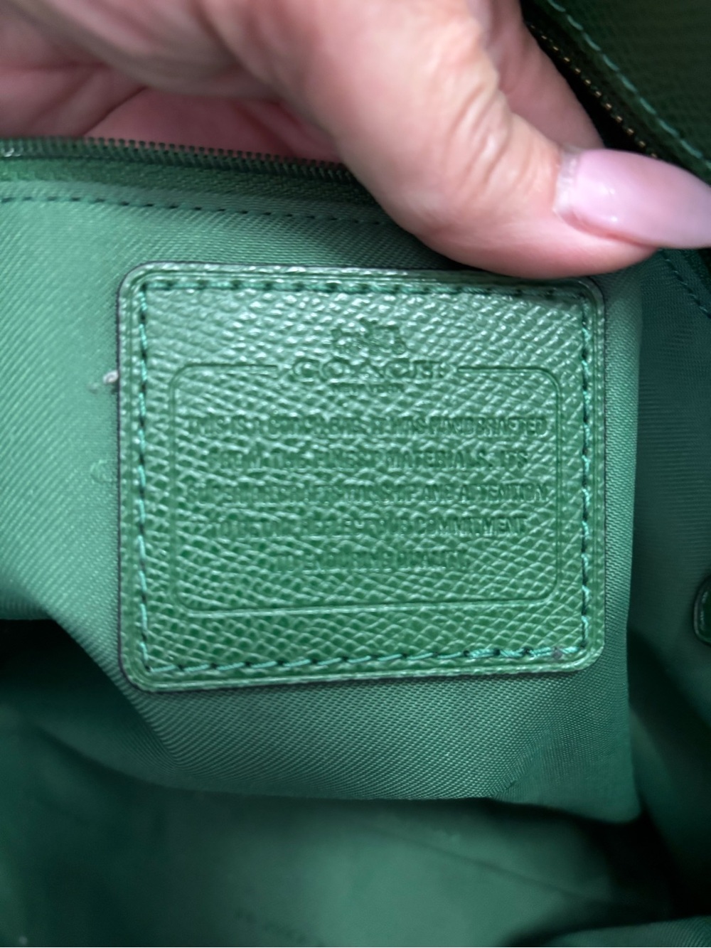 Coach Green Leather Tote with Turnlock and Charm - Picture 6 of 9
